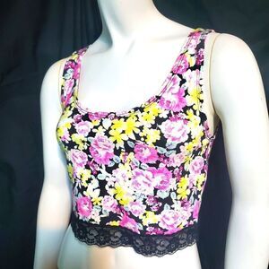 Forever 21 Floral Cropped Tank Top (M)